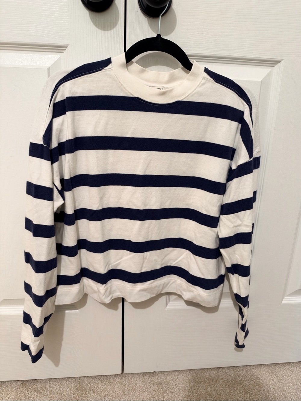 AYR - The Half Day Striped Crewneck Sweater - Navy and White